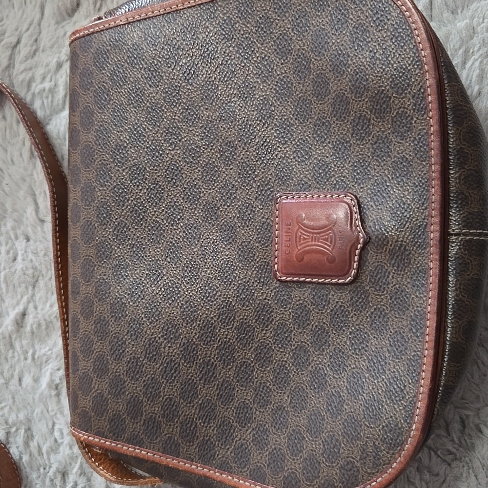 Celine Vintage brown leather macadam crossbody bag - Picture 3 of 15
